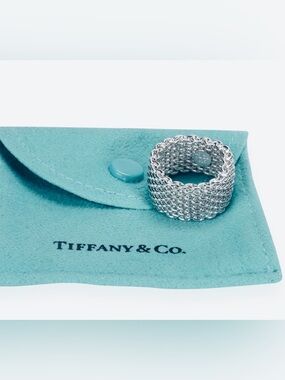 Authenticated Tiffany & Co. Somerset Flexible Mesh Ring Sterling Retired Sz 6